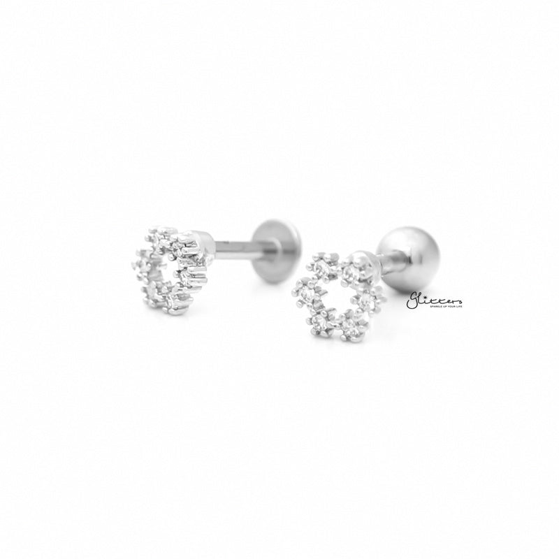 C.Z Hollow Circle Tragus Barbell - Ball End | Flat Back-Body Piercing Jewellery, Cartilage, Cubic Zirconia, Flat back, Jewellery, Tragus, Women's Earrings, Women's Jewellery-FP0020hc3-1_1-Glitters