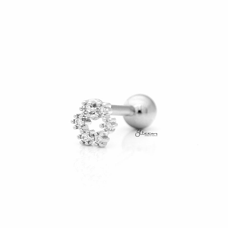 C.Z Hollow Circle Tragus Barbell - Ball End | Flat Back-Body Piercing Jewellery, Cartilage, Cubic Zirconia, Flat back, Jewellery, Tragus, Women's Earrings, Women's Jewellery-FP0020hc3_b-Glitters