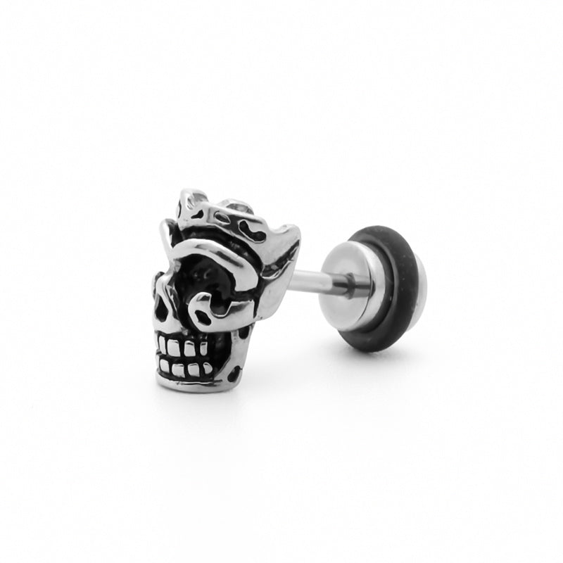 Stainless Steel Skull Fake Plug Earring-Body Piercing Jewellery, earrings, Fake Plug, Jewellery, Men's Earrings, Men's Jewellery, Stainless Steel-FP0207-2_800-Glitters