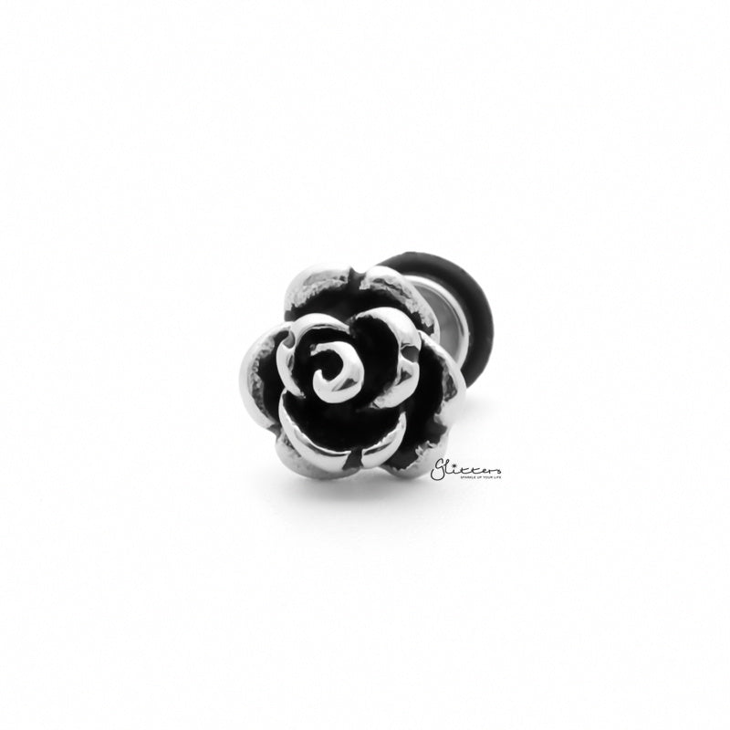 Stainless Steel Rose Flower Fake Plug Earring-Body Piercing Jewellery, earrings, Fake Plug, Jewellery, Men's Earrings, Men's Jewellery, Stainless Steel-FP0210-1_1-Glitters