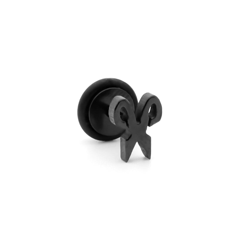 Stainless Steel Scissor Fake Plug Earring - Black-Body Piercing Jewellery, earrings, Fake Plug, Jewellery, Men's Earrings, Men's Jewellery, Stainless Steel-FP0215-K2_800-Glitters