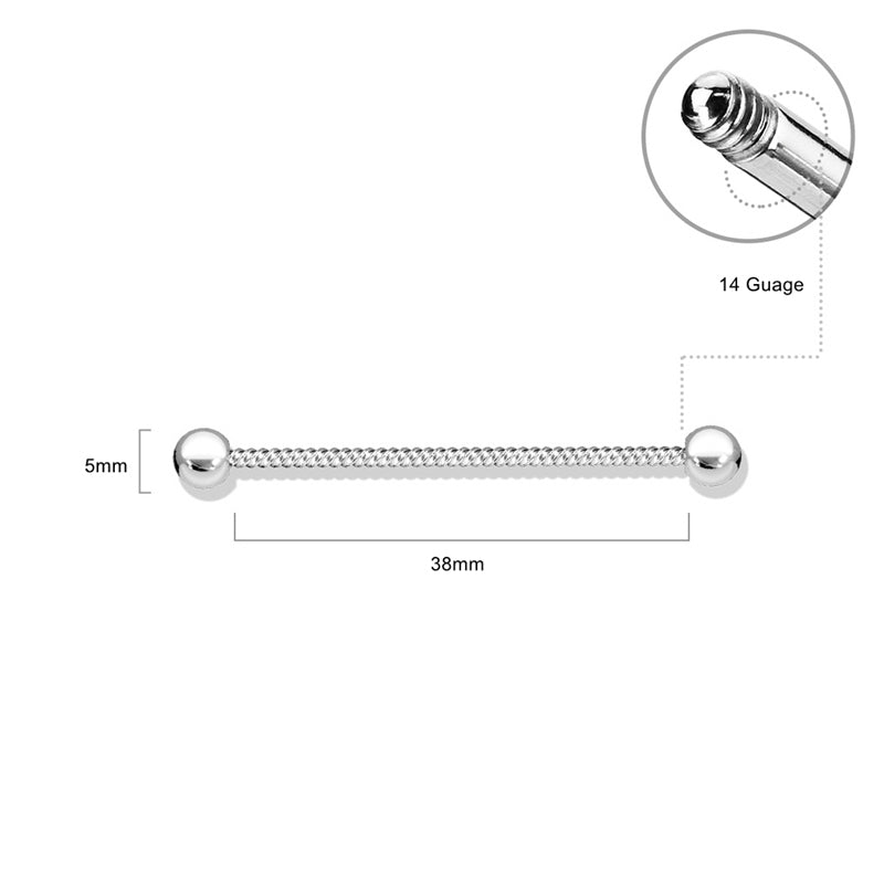 14GA 316L Surgical Steel Twisted Rope Industrial Barbells - Rainbow/Multi-Body Piercing Jewellery, Industrial Barbell-IB0002-TWST-01-Glitters