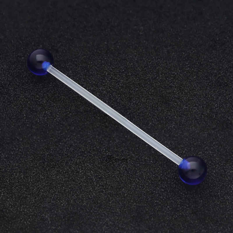 Acrylic Balls Flexible PTFE Industrial Barbell - Blue-Body Piercing Jewellery, Industrial Barbell, Retainer-IB0038-B-2_800-Glitters