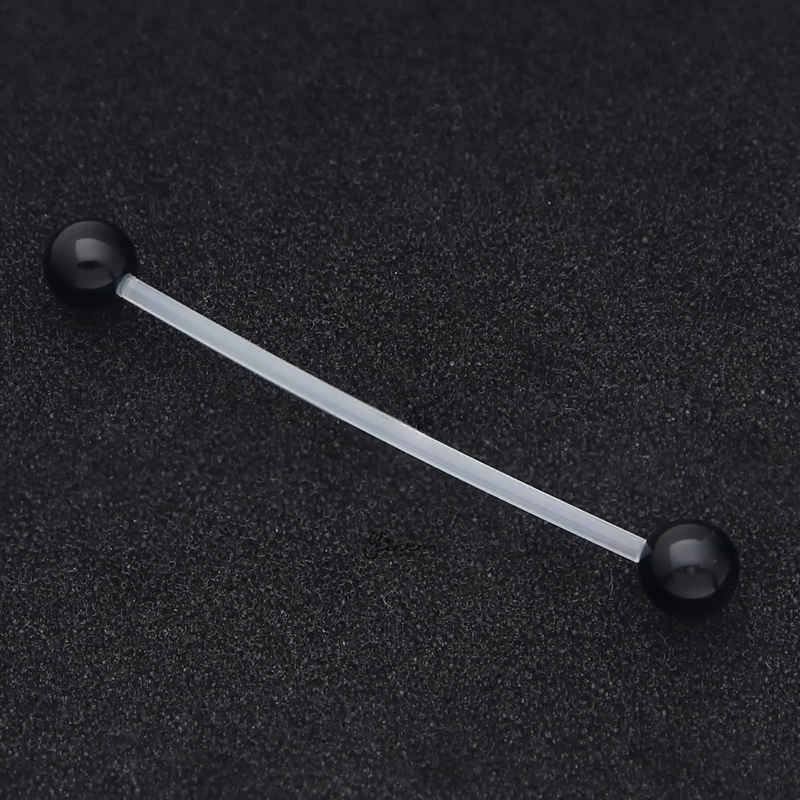 Acrylic Balls Flexible PTFE Industrial Barbell - Black-Body Piercing Jewellery, Industrial Barbell, Retainer-IB0038-K-2_800-Glitters