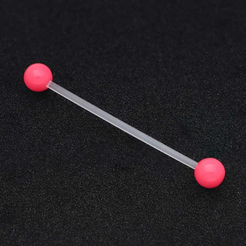 Acrylic Balls Flexible PTFE Industrial Barbell - Red-Body Piercing Jewellery, Industrial Barbell, Retainer-IB0038-R-2_800-Glitters