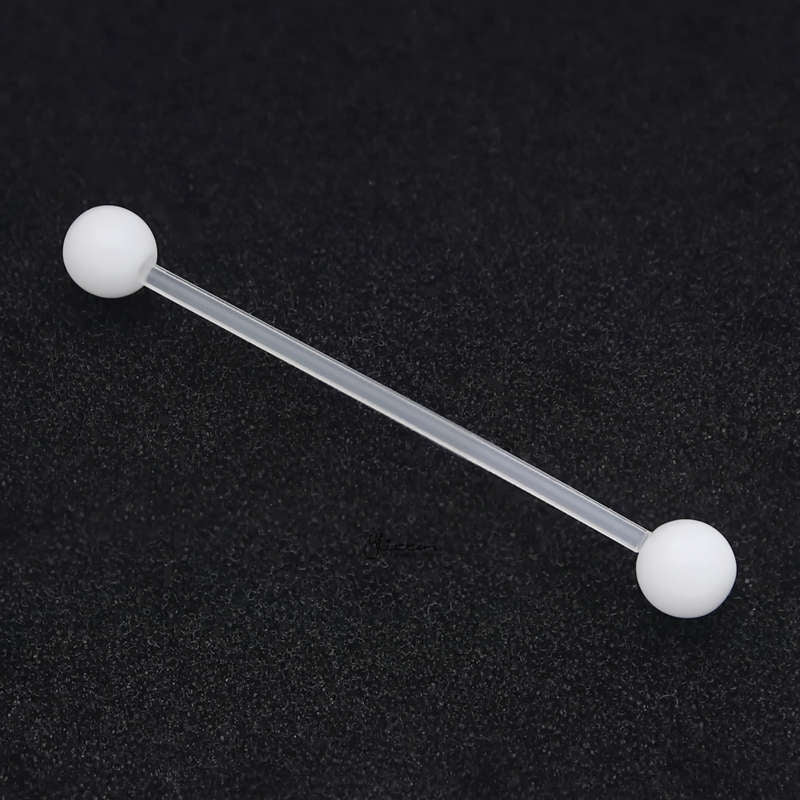 Acrylic Balls Flexible PTFE Industrial Barbell - White-Body Piercing Jewellery, Industrial Barbell, Retainer-IB0038-WT-2_800-Glitters