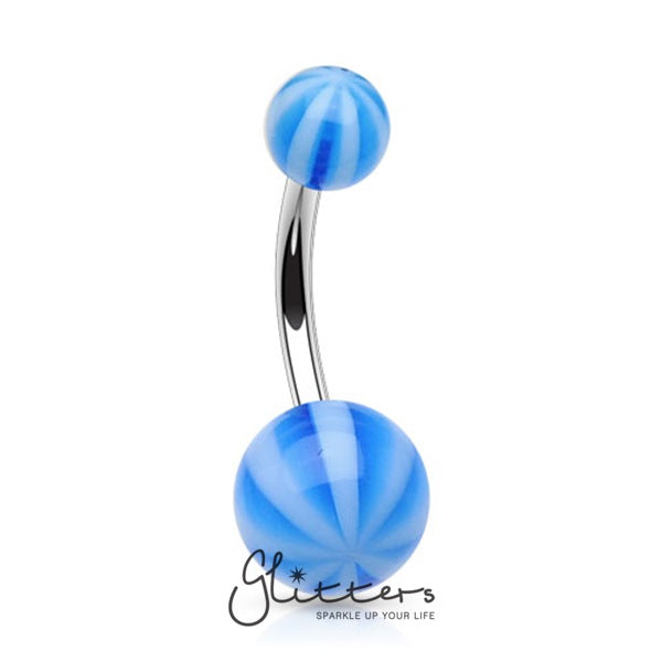 Blue Acrylic Candy Balls Belly Button Ring-Belly Ring, Body Piercing Jewellery-NC-B-06-Glitters