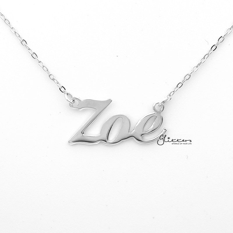 Personalized Sterling Silver Name Necklace - Font 1-name necklace, Personalized, Silver name necklace-NNK01_F1_ZOE02-Glitters