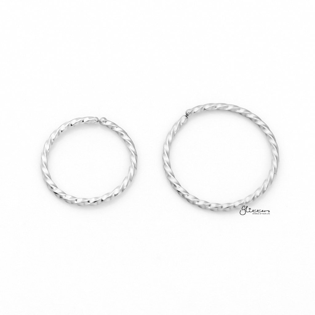 20GA Twisted Surgical Steel Rounded Ends Bendable Nose Rings - Silver-Body Piercing Jewellery, Nose Piercing Jewellery, Nose Ring, Nose Studs, Septum Ring, Tragus-NS0076-S_1000-Glitters