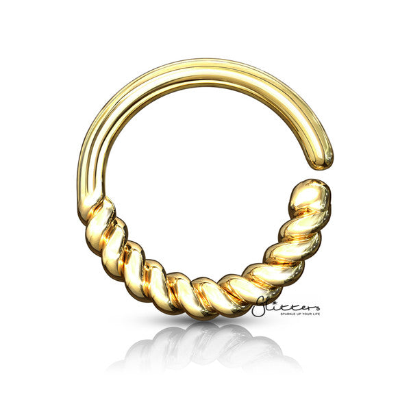 Half Circle Braided Bendable Hoop Rings for Septum, Ear Cartilage, Daith and More-Body Piercing Jewellery, Cartilage, Daith, Nose, Septum Ring-NS0087-G-Glitters