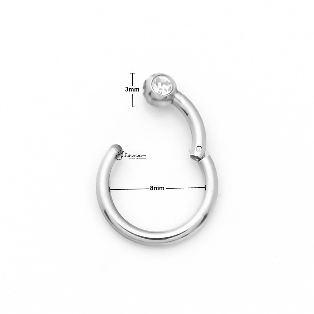 Surgical Steel Hinged Segment Hoop Ring with Clear Gem Ball - Gold-Body Piercing Jewellery, Cartilage, Crystal, Daith, Nose, Septum Ring-NS0103-S2-2_New_99a82392-9814-4188-8d61-a85e46a2080d-Glitters