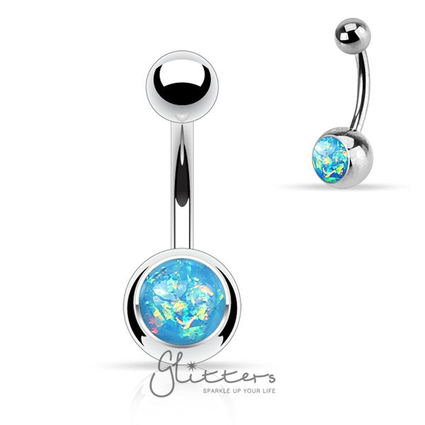 Aqua Opal Glitter Set 316L Surgical Steel Belly Button Ring-Belly Ring, Body Piercing Jewellery-NSD1907-Q5-Glitters