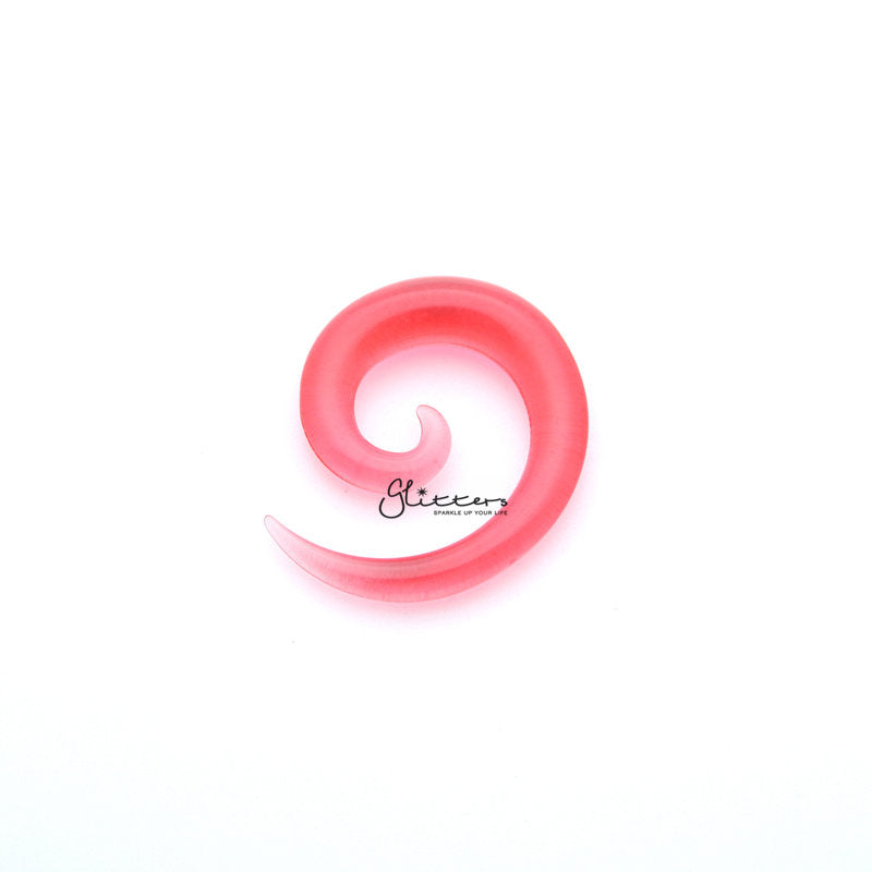 Pink Acrylic Ear Spiral Taper Stretcher Plugs-Body Piercing Jewellery, Ear Stretcher, Plug-Pl0001_Pink_800-Glitters