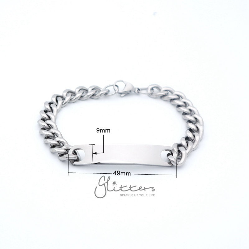 Stainless Steel Men's ID Bracelet 9mm Width + Engraving-Engraved Bracelet, Engraving, Personalized-SB0014_3__New_926a3e45-720d-44ea-9f05-899baee10e38-Glitters