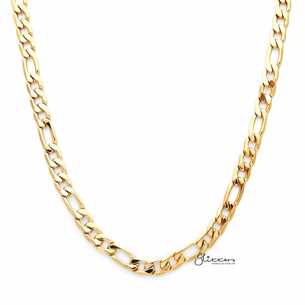 18K Gold I.P Stainless Steel Figaro Chain Men's Necklaces - 6mm width | 61cm length-Chain Necklaces, Jewellery, Men's Chain, Men's Jewellery, Men's Necklace, Necklaces, Stainless Steel, Stainless Steel Chain-SC0015-01-Glitters