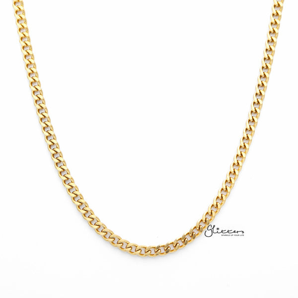 18K Gold I.P Stainless Steel Curb Chain Men's Necklaces - 4.5mm width | 61cm length-Chain Necklaces, Jewellery, Men's Chain, Men's Jewellery, Men's Necklace, Necklaces, Pendant Chain, Stainless Steel, Stainless Steel Chain-SC0055-01-Glitters