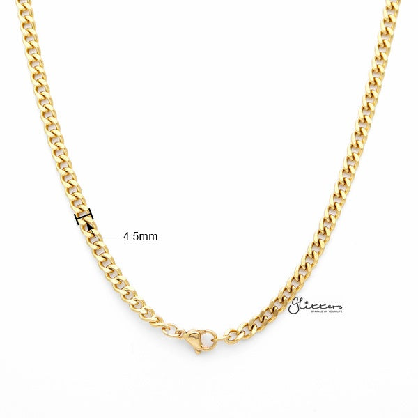 18K Gold I.P Stainless Steel Curb Chain Men's Necklaces - 4.5mm width | 61cm length-Chain Necklaces, Jewellery, Men's Chain, Men's Jewellery, Men's Necklace, Necklaces, Pendant Chain, Stainless Steel, Stainless Steel Chain-SC0055-02_New-Glitters