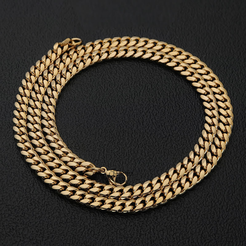 18K Gold Plated Stainless Steel Miami Cuban Curb Chain Necklace - 6mm Width-Chain Necklaces, Jewellery, Men's Chain, Men's Jewellery, Men's Necklace, Miami Cuban Curb Chain, Necklaces, Stainless Steel, Stainless Steel Chain-SC0083-3_800-Glitters