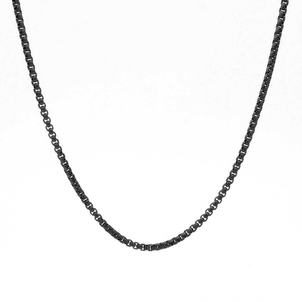 Stainless Steel 3mm Classic Rolo Cable Chain - Black-Chain Necklaces, Jewellery, Men's Chain, Men's Jewellery, Men's Necklace, Necklaces, New, Pendant Chain, Stainless Steel, Stainless Steel Chain-SC0108-1_1-Glitters
