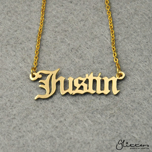 Personalized 24K Gold Plated Sterling Silver Name Necklace-Old English-Gold name necklace, name necklace, Personalized-SCRIPT9-G1_01-Glitters