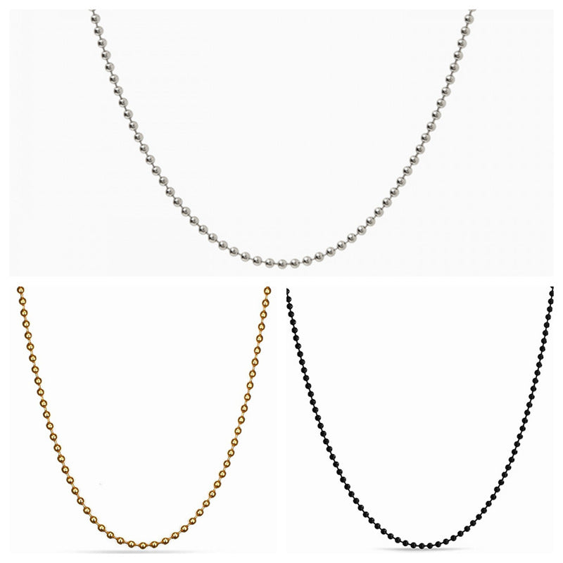 Stainless Steel Ball Chain - Silver | Gold | Black-Jewellery, Necklaces, Pendant Chain, Stainless Steel, Stainless Steel Chain-SP01-ALL-Glitters