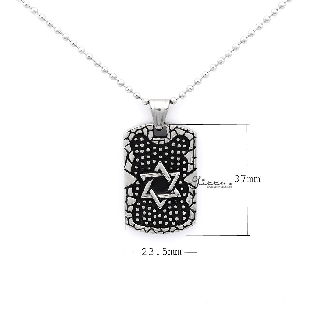 Stainless Steel Star of David Tag Pendant-Dog Tag, Jewellery, Men's Jewellery, Men's Necklace, Necklaces, Pendants, Stainless Steel, Stainless Steel Pendant-SP0254_1000-03_New-Glitters