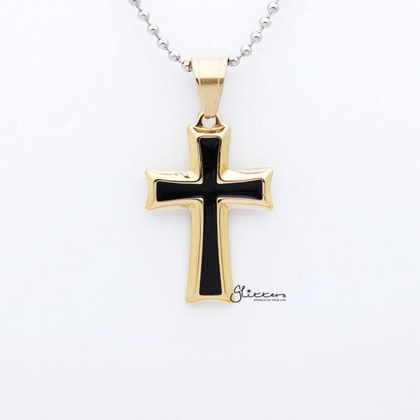 Stainless Steel Two Tone Cross Pendant-Jewellery, Men's Jewellery, Men's Necklace, necklace, Necklaces, Pendants, Stainless Steel, Stainless Steel Pendant-SP0272-G-Glitters