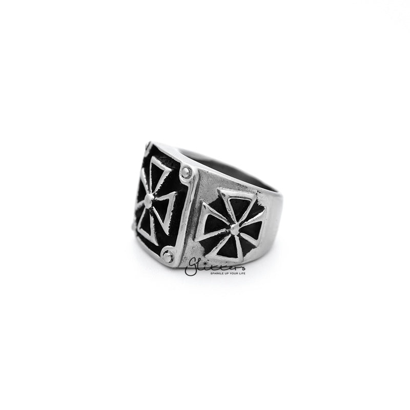 Antiqued Stainless Steel Triple Cross Casting Men's Rings-Jewellery, Men's Jewellery, Men's Rings, Rings, Stainless Steel, Stainless Steel Rings-SR0056_800-02-Glitters