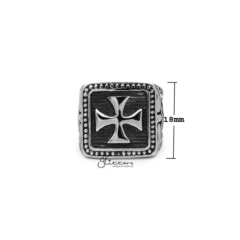 Stainless Steel Antiqued Square Cross Casting Men's Rings-Jewellery, Men's Jewellery, Men's Rings, Rings, Stainless Steel, Stainless Steel Rings-SR0150_800-02_New-Glitters