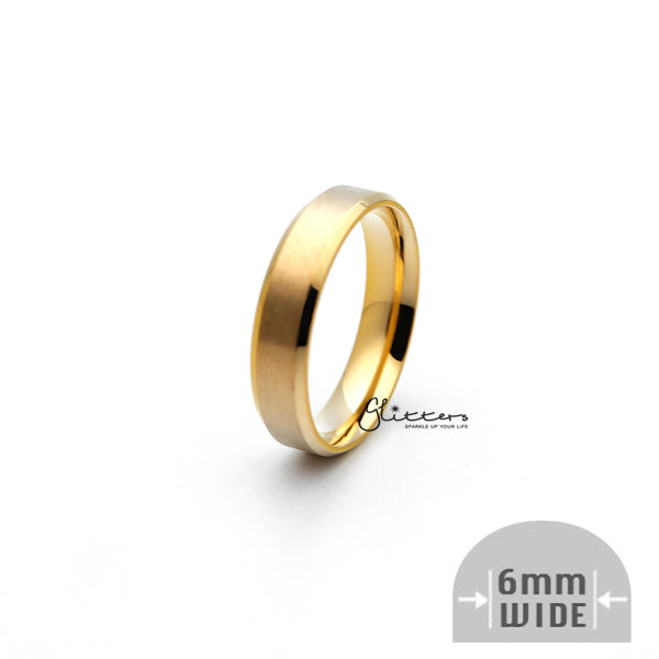 18K Gold Ion-Plated Stainless Steel 6mm Wide Beveled Edge Band Rings-Jewellery, Men's Jewellery, Men's Rings, Rings, Stainless Steel, Stainless Steel Rings-SR0219_01-Glitters
