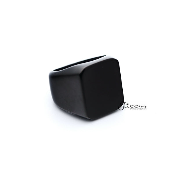 Stainless Steel High Polished Square Shape Men's Rings - Black-Jewellery, Men's Jewellery, Men's Rings, Rings, Stainless Steel, Stainless Steel Rings-SR0253_03-Glitters