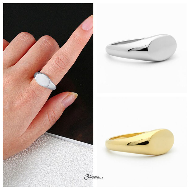 Stainless Steel Oval Signet Ring - Silver-Jewellery, Men's Jewellery, Men's Rings, Rings, Stainless Steel, Stainless Steel Rings, Women's Rings-SR0287-4-Glitters