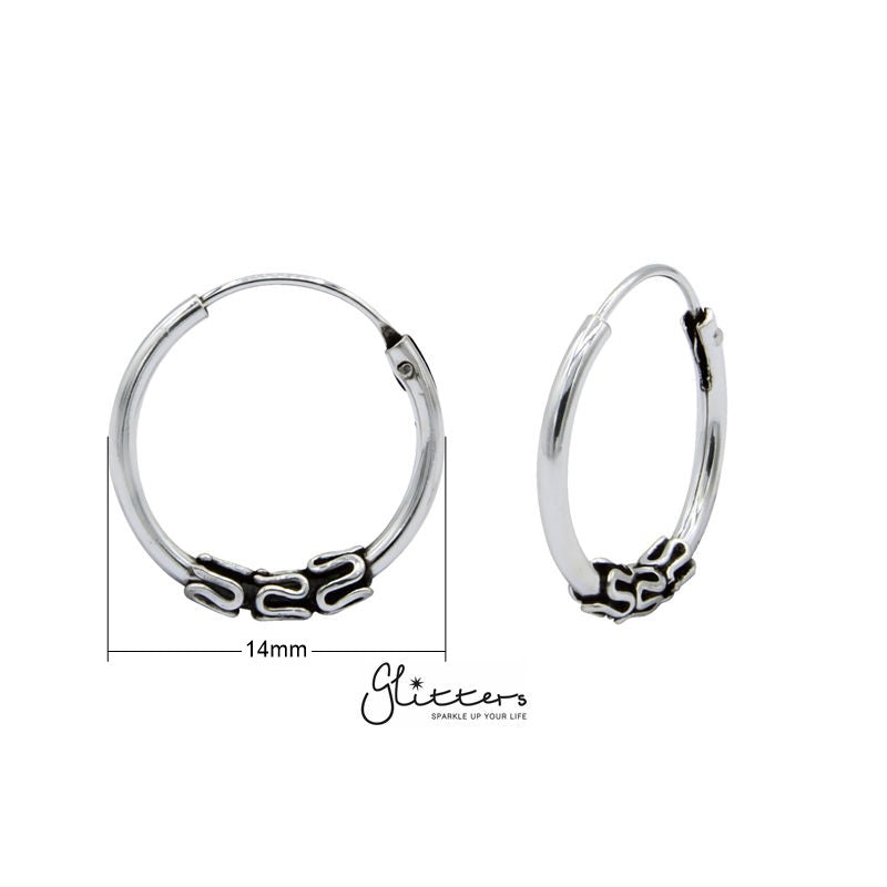Sterling Silver Bali Hoop Sleeper Earrings - 14mm - SSE0245-earrings, Hoop Earrings, Jewellery, Women's Earrings, Women's Jewellery-SSE0245_new_ab18c384-655e-4849-aa25-3fe75c7c8ca3-Glitters