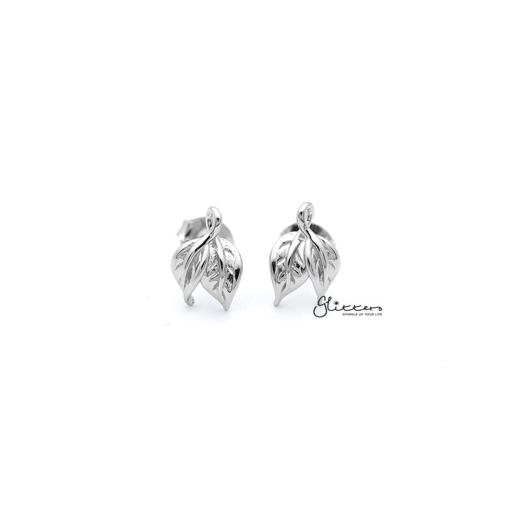 Sterling Silver Leaves Women's Stud Earrings-earrings, Jewellery, Stud Earrings, Women's Earrings, Women's Jewellery-SSE0257_01-Glitters