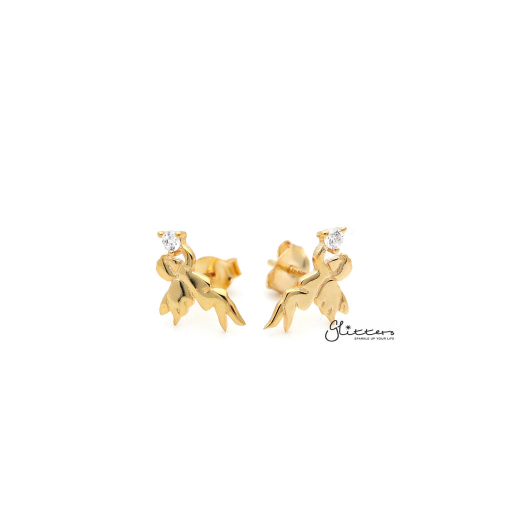 Sterling Silver Angel with C.Z Women's Stud Earrings - Silver | Gold-Cubic Zirconia, earrings, Jewellery, Stud Earrings, Women's Earrings, Women's Jewellery-SSE0267_1000-02-Glitters