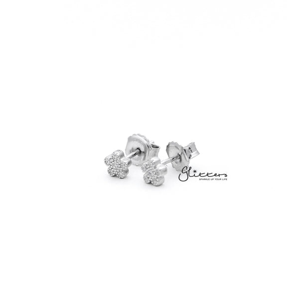 Sterling Silver C.Z Paved Flower Women's Stud Earrings-Cubic Zirconia, earrings, Jewellery, Stud Earrings, Women's Earrings, Women's Jewellery-SSE0278_01_1-Glitters