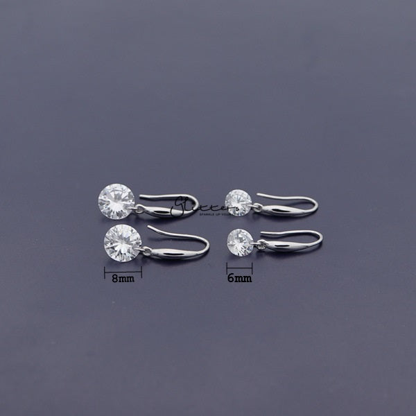Sterling Silver Dangle Drop Women Earrings With Cubic Zirconia Studs-Cubic Zirconia, Dangle Earring, earrings, Jewellery, Women's Earrings, Women's Jewellery-SSE0284_02_New-Glitters