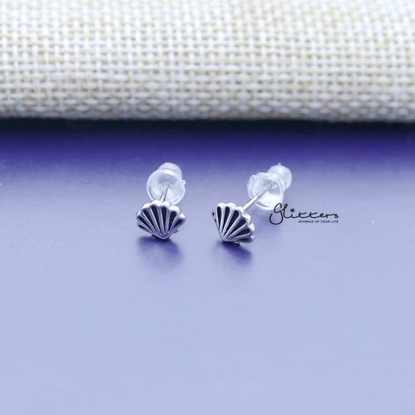Solid 925 Sterling Silver Shell Stud Women's Earrings-earrings, Jewellery, Stud Earrings, Women's Earrings, Women's Jewellery-SSE0289_01-Glitters
