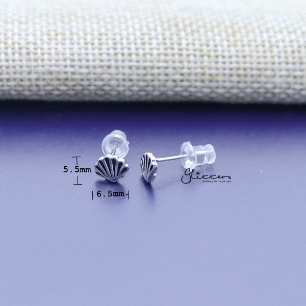 Solid 925 Sterling Silver Shell Stud Women's Earrings-earrings, Jewellery, Stud Earrings, Women's Earrings, Women's Jewellery-SSE0289_02_New-Glitters