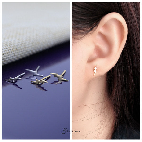 Solid 925 Sterling Silver Lightning Bolt Stud Earrings-earrings, Jewellery, Stud Earrings, Women's Earrings, Women's Jewellery-SSE0388-m-Glitters