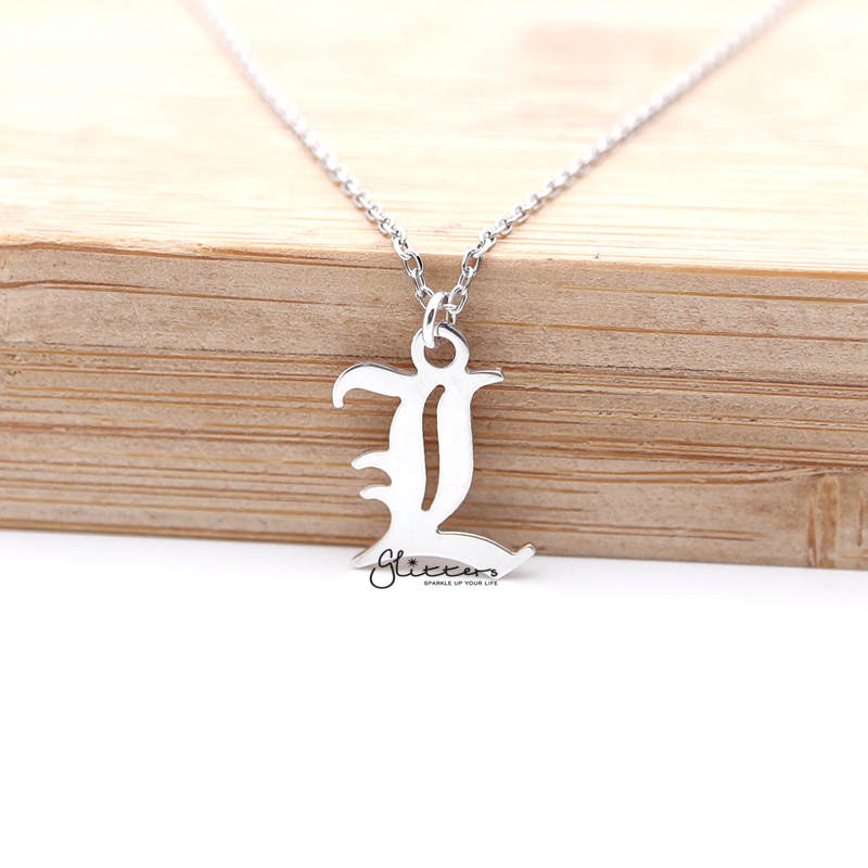 Personalized Sterling Silver Alphabet Necklace- Old English Font-Alphabet Necklace, Personalized-SSP0011_800-L-Glitters