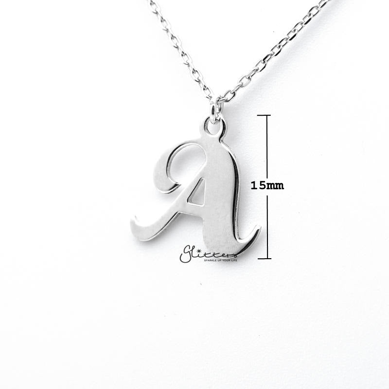Personalized Sterling Silver Alphabet Necklace - Font 2-Alphabet Necklace, Personalized-SSP0011_F2-02_New-Glitters