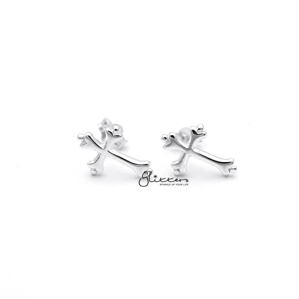 Sterling Silver Cross Stud Earrings-earrings, Jewellery, Stud Earrings, Women's Earrings, Women's Jewellery-SSR0283_01-Glitters