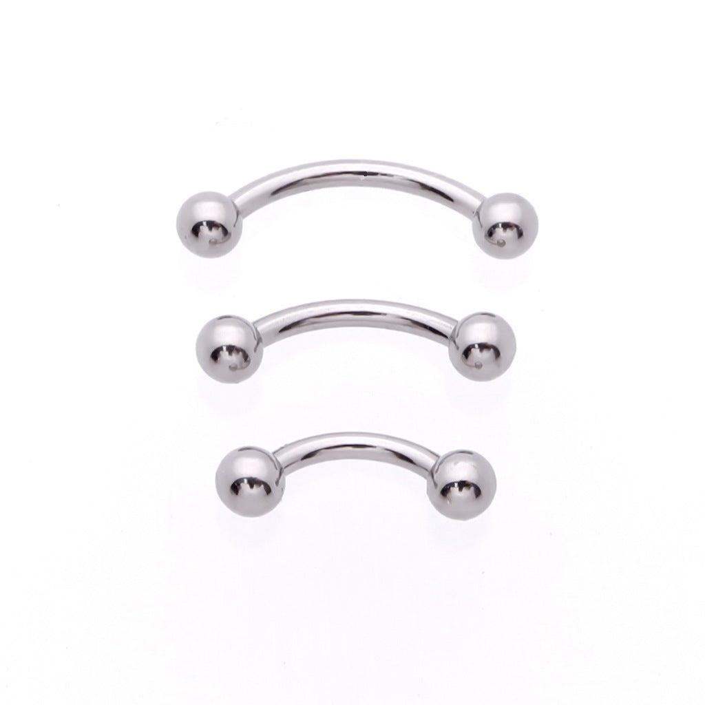 Titanium Curved Barbells with Internally Threaded Balls-Body Piercing Jewellery, Cartilage, Conch Earrings, Eyebrow, New-TEB0001-2B_1-Glitters