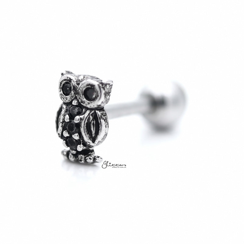 Owl with C.Z Tragus Cartilage Earring Stud-Body Piercing Jewellery, Cartilage, Cubic Zirconia, earrings, Jewellery, Tragus, Women's Earrings, Women's Jewellery-TG0100-2_800-Glitters
