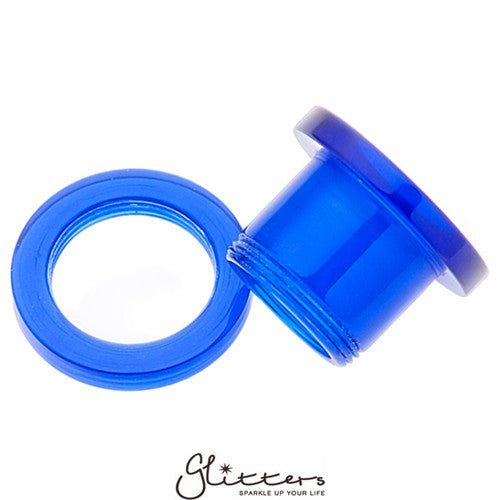 Acrylic Screw Fit Flesh Tunnel - Blue-Body Piercing Jewellery, Plug, Tunnel-TL0003-2-Glitters