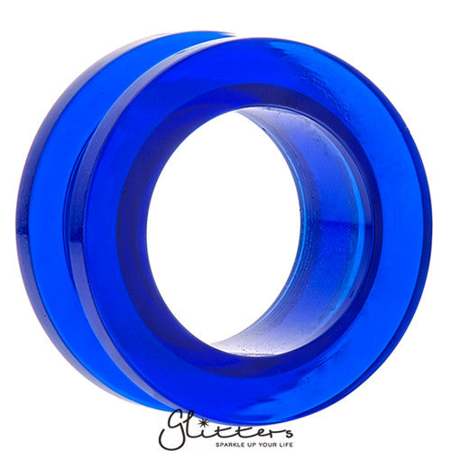 Acrylic Screw Fit Flesh Tunnel - Blue-Body Piercing Jewellery, Plug, Tunnel-TL00034-Glitters