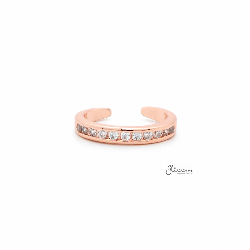 3mm CZ Paved Band Toe Ring - Rose Gold-Cubic Zirconia, Jewellery, Toe Ring, Women's Jewellery-TOR0010-RG1_800-Glitters