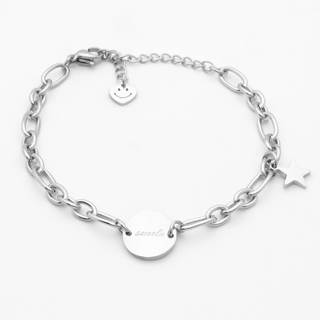 Stainless Steel Women's Bracelet with Charms - Silver-Bracelets, Jewellery, New, Stainless Steel, Stainless Steel Bracelet, Women's Bracelet, Women's Jewellery-WB0010-S1_1-Glitters