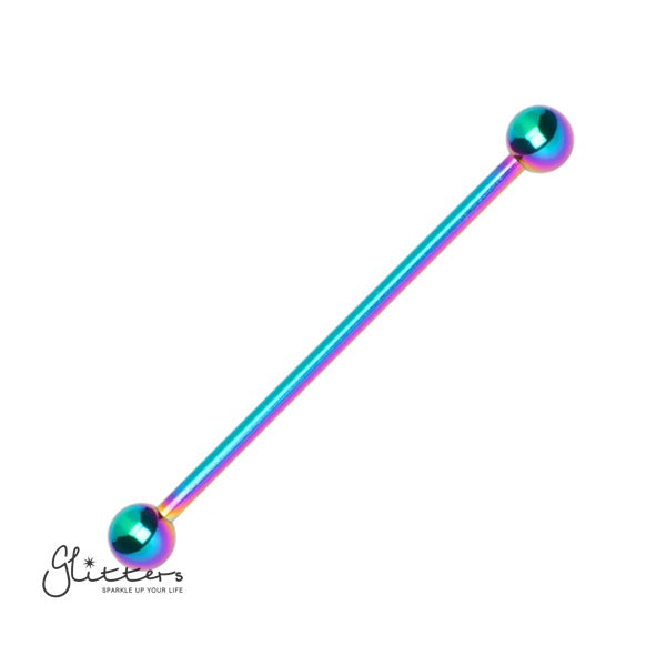Rainbow Titanium Ion Plated over Surgical Steel Balls Industrial Barbells-Body Piercing Jewellery, Industrial Barbell-balls-m-1-Glitters